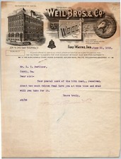 Weil Bros. & Co.1913 Letterhead Fort Wayne, IN Wool Sheep Bell Logo Vignettes
