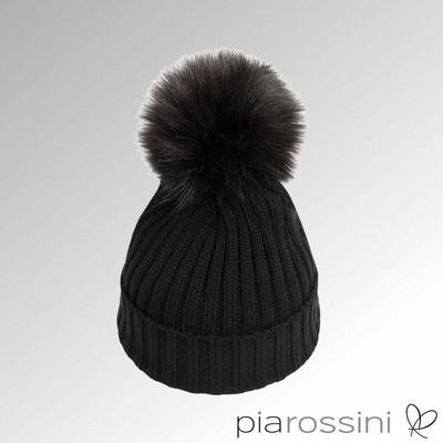 black hat with pom