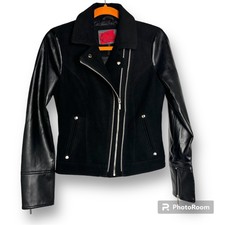 Celsius Premium Women’s Size Small Black Wool Motorcycle Jacket Asymmetrical Zip
