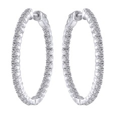 2ct Hoop Earrings Round Cut Cubic Zirconia 14K White Gold Plated Sterling Silver