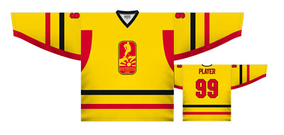 Team North Macedonia Yellow Ice Hockey Jersey Custom Name and Number