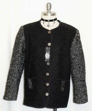 BLACK WOOL Women AUSTRIA Winter Dress Skirt Pants Cardigan Walk JACKET 10 M