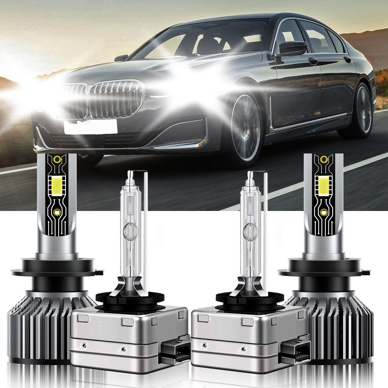 For BMW 740i 2012-2016 H7 D1S LED HID Headlight Super Bright Bulbs Kit 6500K
