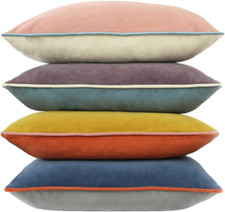 Velvet Throw Pillow Covers 18x18 Inch Set of 4, Double-Colored Cushion Covers