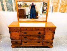 Vintage Ethan Allen American Traditional 10 drawer Bedroom Dresser with Mirror