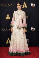VALENTINO FLORAL PRINTED SILK RUFFLE LONG SLEEVE SILK GOWN IT 38