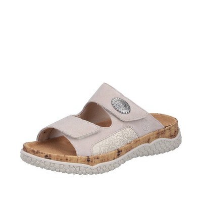 RIEKER Damen Pantolette beige V0302-60 extra weit, Stretch und lose Einlage