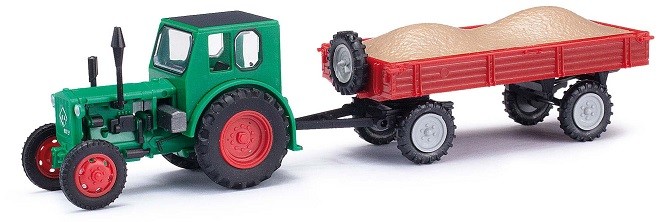 Busch 210006422 - 1/87 - Flour Hose: Tractor Pioneer + Trailer With Gravel - New