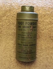 Vintage US Military Foot Powder - 2 oz Can-  Stock No. 1-204-050