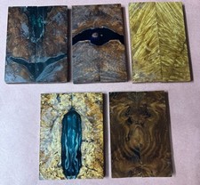 STABILIZED HYBRID MIX BURL,5 PAIRS,OVERSIZED,KNIFE SCALE,TOOL HANDLES,CRAFTS