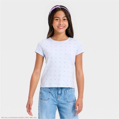Girls' Short Sleeve Heart T-Shirt - Cat & Jack Blue XL Plus *SEE DEAL!!!*