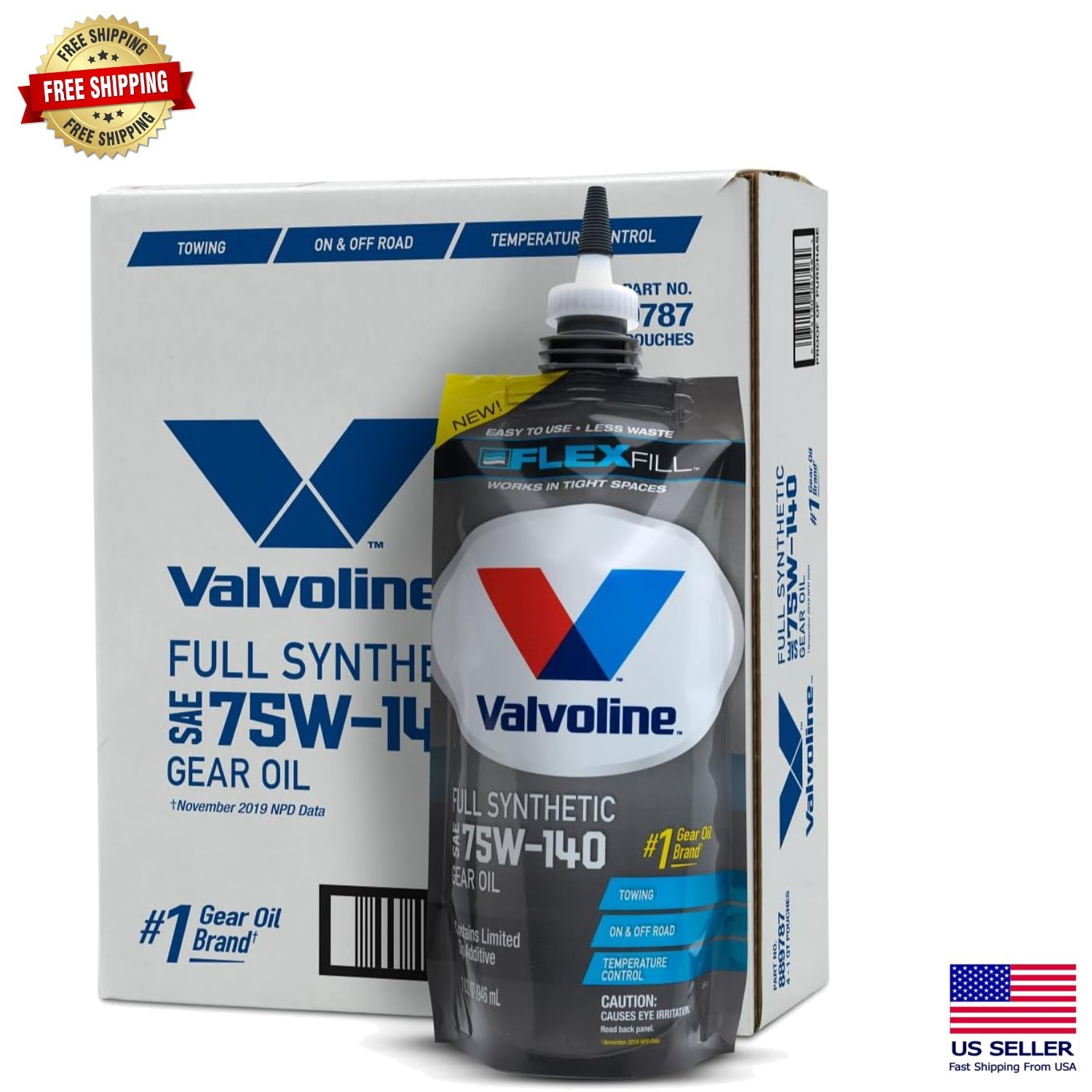 Flexfill SAE 75W-140 Full Synthetic Gear Oil - 1 QT Pouch (Case of 4)