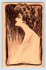 Vintage Art Nouveau Postcard A Yankee Girl Profile Illustration