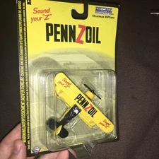 Vintage Diecast Pennzoil Stearman Plane / Biplane - 4 Inches