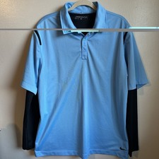 NWOT Nike Golf Dri-Fit Long Sleeve Lined Polo Blue and Black Men's Size: Large