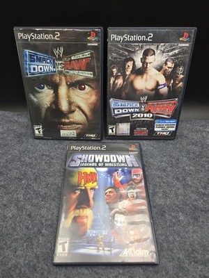 Playstation 2 PS2 Showdown and Smackdown Vs Raw 2010 Wrestling Games Lot of 3 