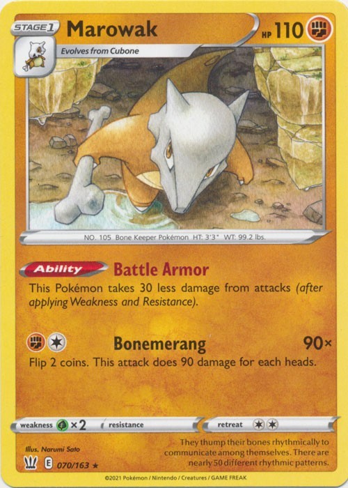 Marowak - 070/163 - Battle Styles - 2021 Pokemon TCG - Rare - Near Mint