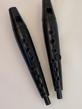 Set of 2 The Swanson Tonette Vintage Bakelite Black Recorder 7 1/2