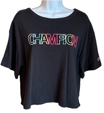 Champion Reverse Weave Cropped Crewneck Sweatshirt Embroidered Logo Medium Y2K