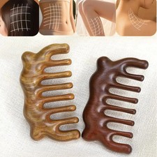 Wood Meridian Massage Comb Head Face Scalp Gua Sha Massager Natural Facial Sanda