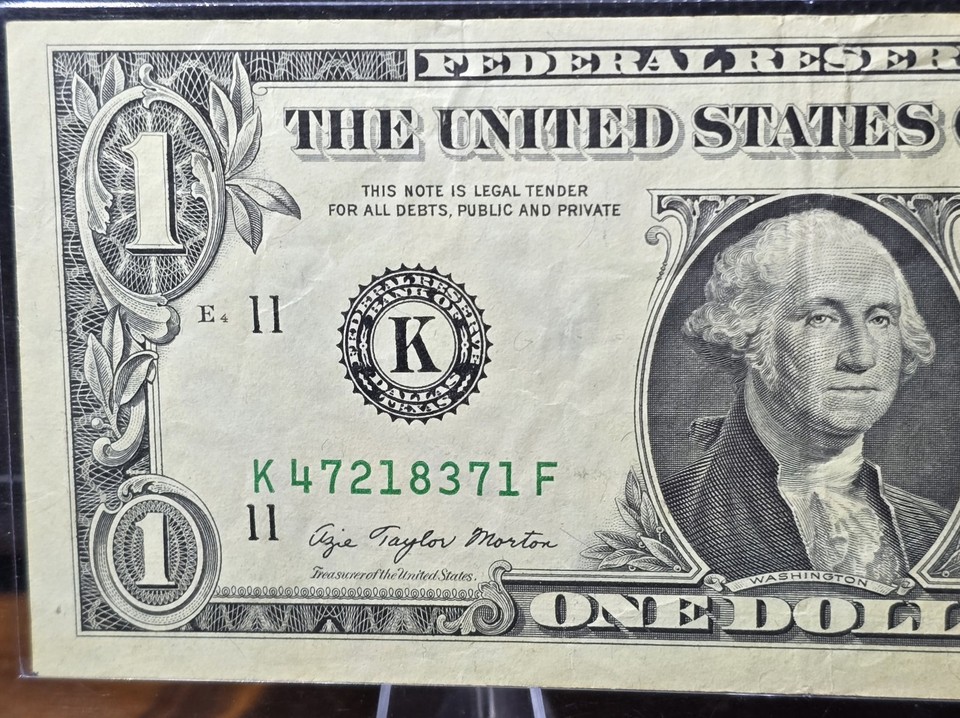 1977 A $1 FEDERAL RESERVE Note Major Offset Printing Error Front To ...