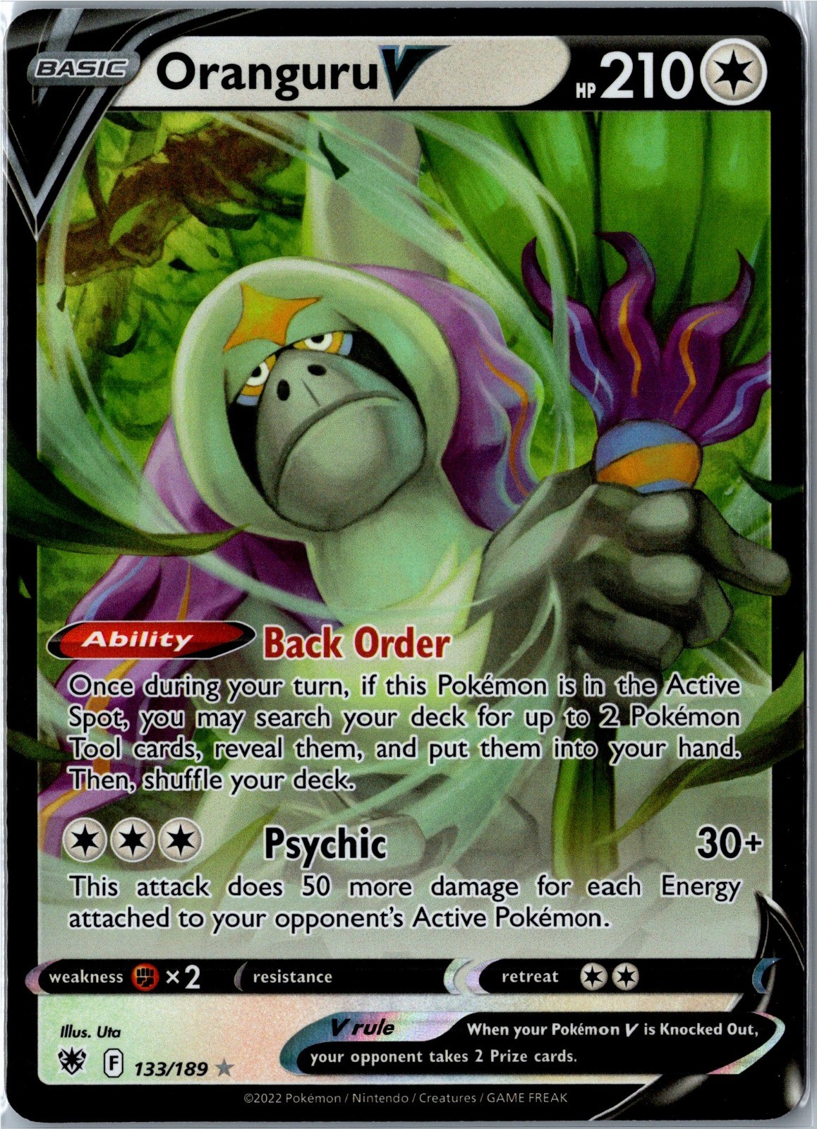 Pokemon Card - Oranguru V 133/189 Ultra Rare Holo SWSH10: Astral Radiance NM