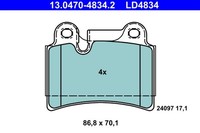 Bremsbelagsatz Scheibenbremse ATE Ceramic 13.0470-4834.2 FüR Touareg VW 1KQ 7L6