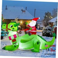 6 FT Long Christmas Inflatable Dragon Outdoor Decoration, Santa Riding Dragon