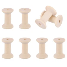 8Pcs Wooden Spools of Crafts, 1.89In Empty Thread Bobbins, Wood Color