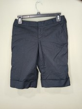 Banana Republic Stretch Size 0 Black Bermuda Cuffed Shorts Pockets