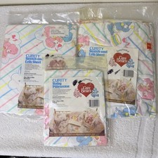 VTG 2 Bassinet Fitted Sheet 1 Pillow Case CARE BEAR Baby Bedding 1980s