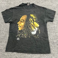 Zion Rootswear T-Shirt Mens Size L Black Bob Marley Lion Graphic Cotton USA Made