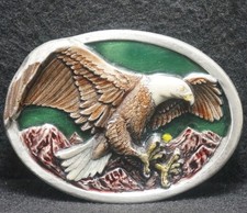 XA17171 AMAZING VINTAGE 1984 FLYING BALD EAGLE BIRD ARTWORK MENS BELT BUCKLE