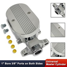 Universal Alum Brake Master Cylinder Finned Top Chrome 38 Double Sided Ports