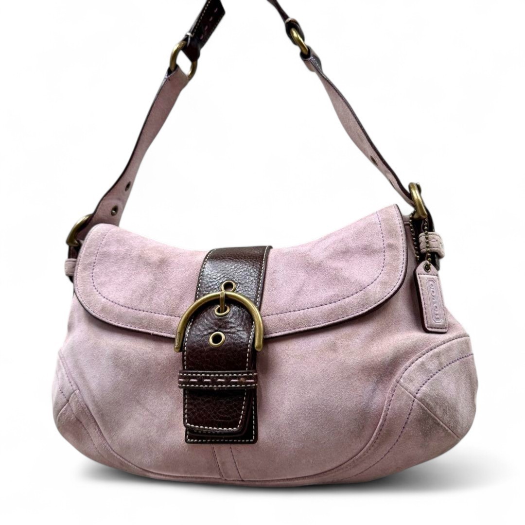 COACH Vintage Soho 9253 Shoulder Bag Pink Suede Leather Y2K Used Japan
