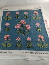 Carnation Flowers Vintage Ehrman Tapestry  Completed Needlepoint Stitched Canvas