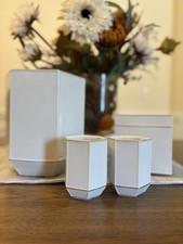 Kassatex St. Honore Porcelain Waste Basket, Two Tumbles  Tissue Box Holder