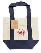Trader Joes Mini Canvas Tote Bag! Brand New With Tags 💙Navy Blue💙