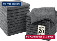 Washcloths - 20 Pack - Face Towels 12" x 12" , Highly Soft Wash Cloths, Gray
