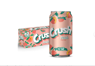 Crush Caffeine Free Peach Soda Pop, 12 fl oz, 10 Pack Cans