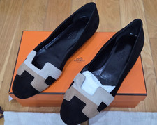Hermes Women Nice Ballerina Suede Flat Shoes Authentic - New (marked) - Size 37