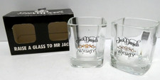 VINTAGE PAIR OF JACK DANIELS WHISKEY GLASS CUPS IN ORIGINAL CARDBOARD BOX