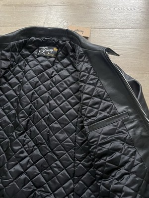 Stussy Biker Leather Jacket Unisex Size XL Black | eBay UK