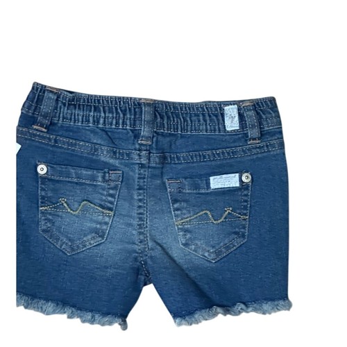 7 For All Mankind Jean Shorts Elastic Waist Belt loops Frayed Hem Girls 24M NWT - Picture 5 of 7