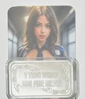 New ListingSexy! Lexi Ms Officer 1 Oz .999 Fine Silver Colorized Art Bar With COA 30 Minted