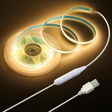 5V COB LED Strip Light for Bedroom 16.4FT USB LED Light Strip Warm White 3000...