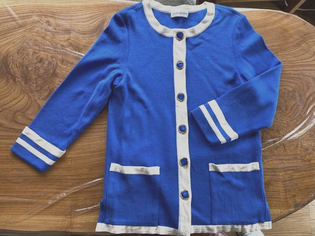 Autentico cardigan Yves Saint Laurent manica lunga colore blu taglia M donna