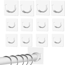 12 Pack Heavy Duty Shower Rod Holders No Drilling, Adhesive Curtain Rod