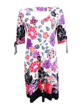 Msk Woman' s Printed Cold-Shoulder Cutout Dress (4, Black Multi)
