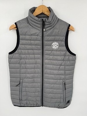 Roots73 Women s Full Zip Puffer Vest College NCAA SEC Logo Gray Size Small